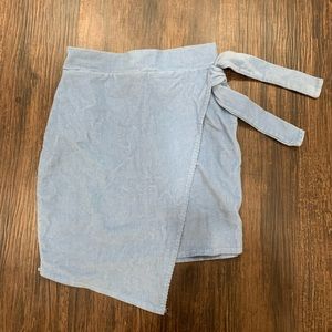 Boohoo corduroy asymmetrical, baby blue miniskirt